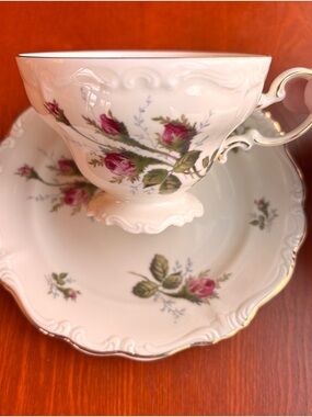 Rosenthal Moss Rose Teacup and Saucer Germany Vintage